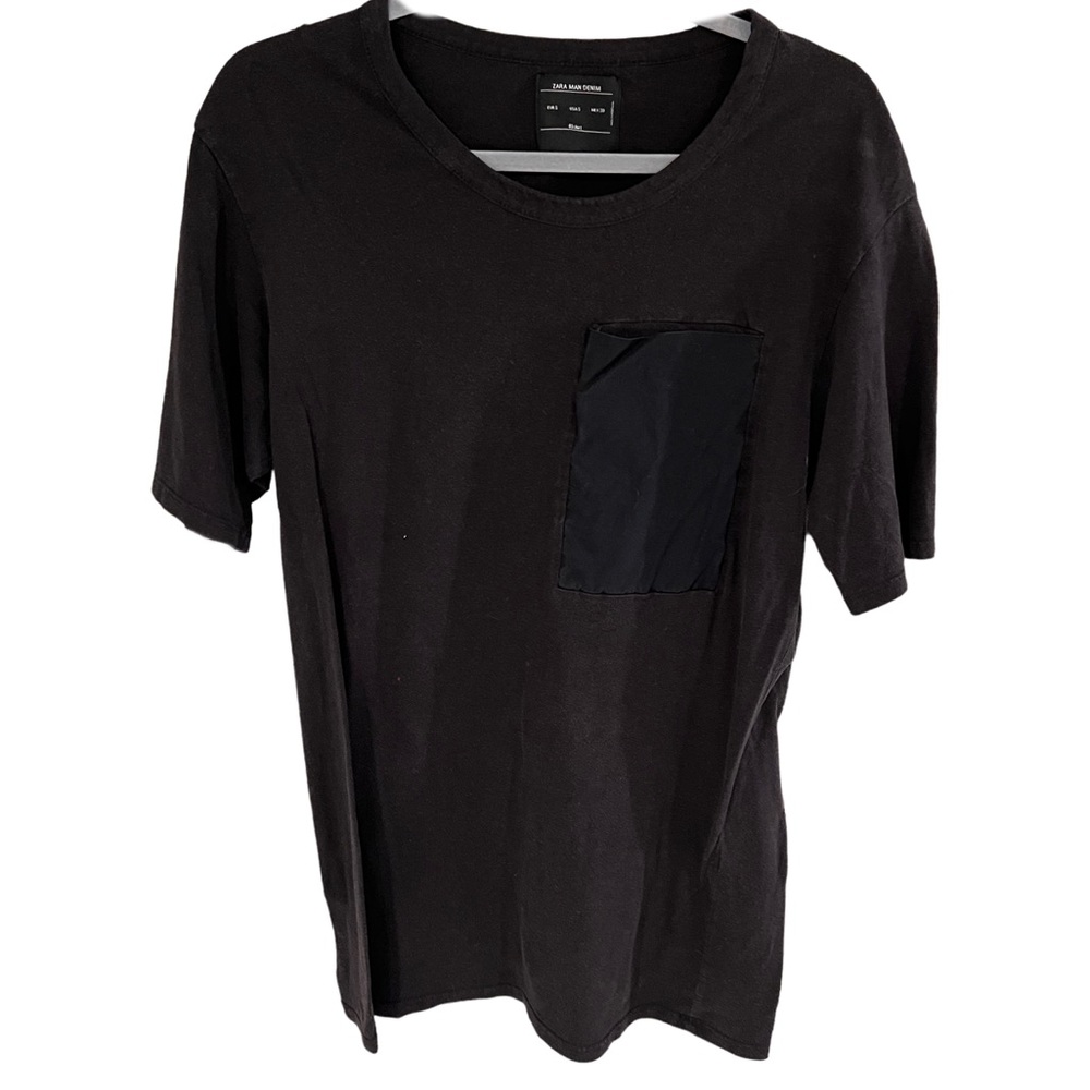 Zara Denim Dark Blue T-Shirt with Pocket fits M